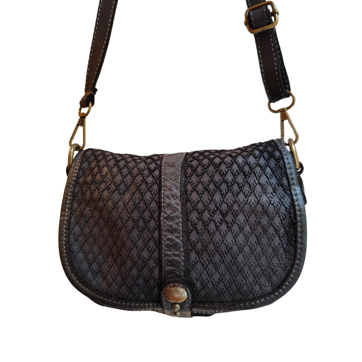 Borsetta Rotonda con Pattina in Pelle Sauvage Morbidissima Stile Vintage