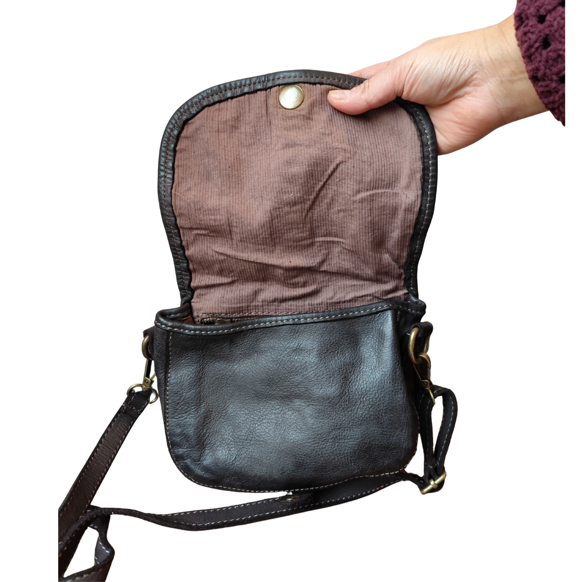 Borsetta Rotonda con Pattina in Pelle Sauvage Morbidissima Stile Vintage