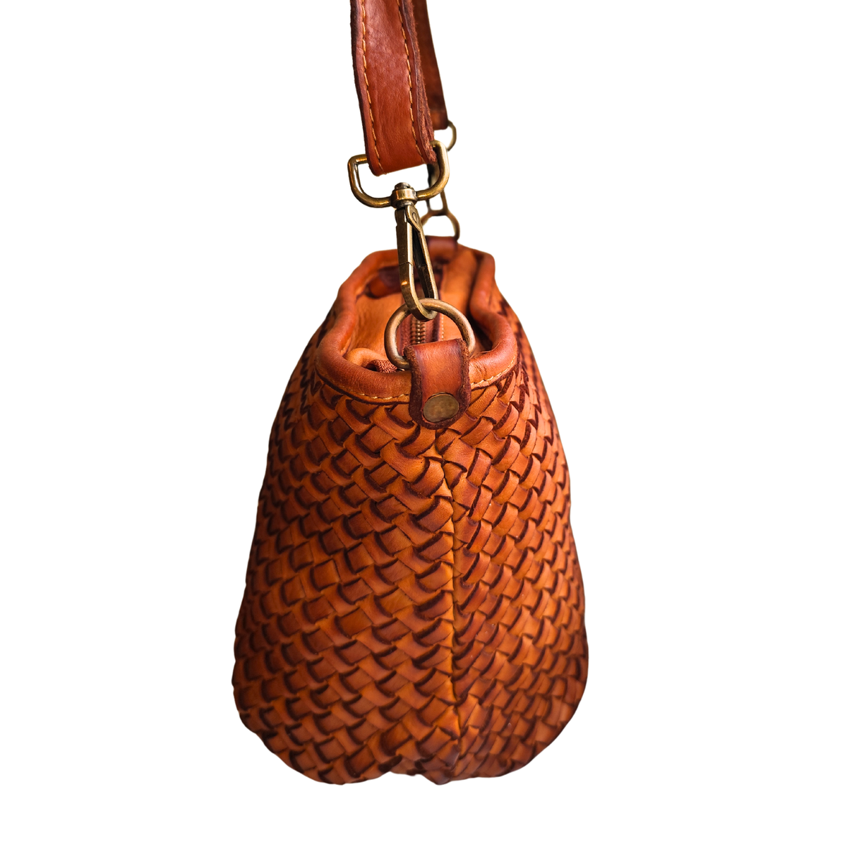 Borsa a Secchiello in Vera Pelle Sauvage Intrecciata ss273 | Made In Italy