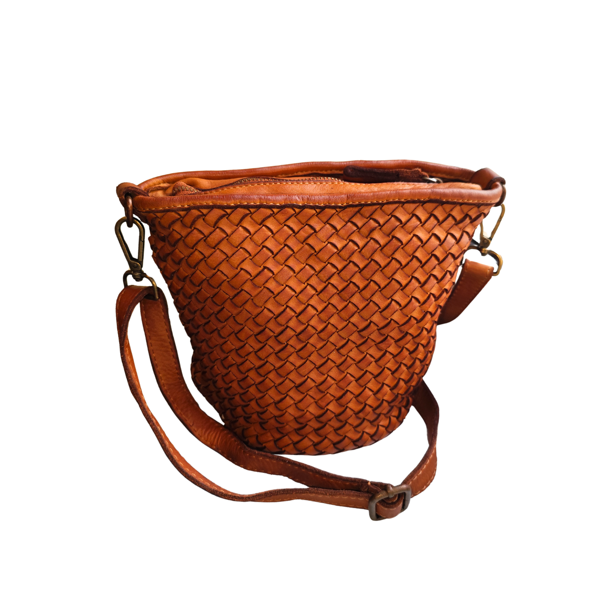 Borsa a Secchiello in Vera Pelle Sauvage Intrecciata ss273 | Made In Italy