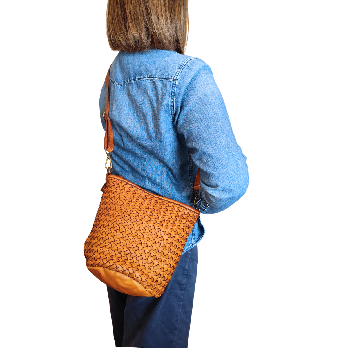 Borsa a Secchiello in Vera Pelle Sauvage Intrecciata ss273 | Made In Italy