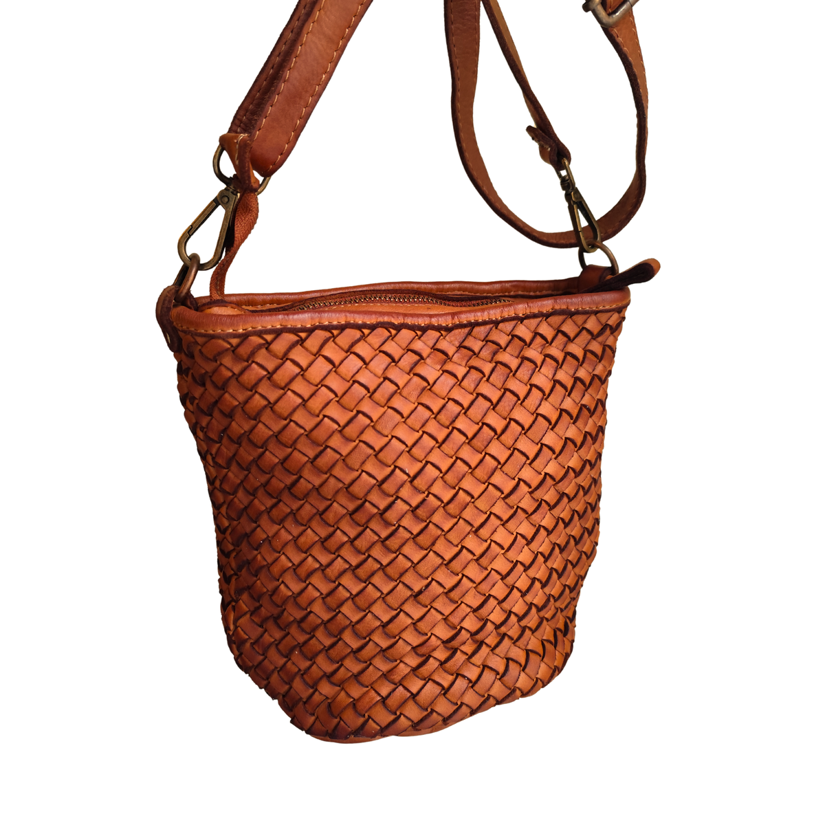 Borsa a Secchiello in Vera Pelle Sauvage Intrecciata ss273 | Made In Italy