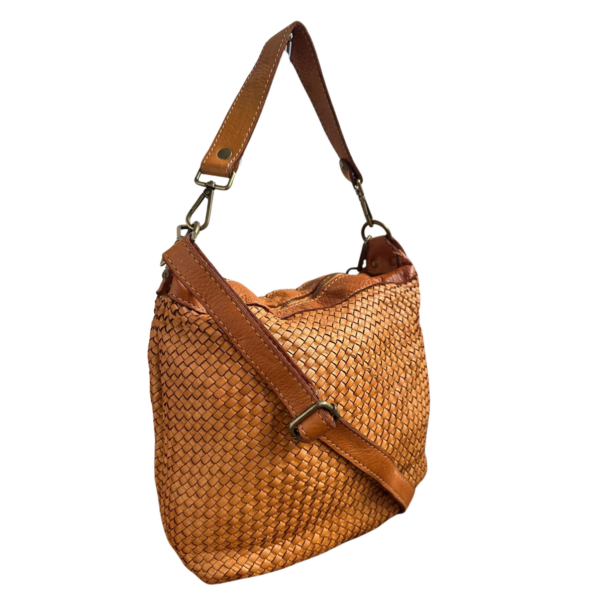 Borsa a Tracolla 30 x 28 in Pelle Sauvage Intrecciata Vintage Best Seller
