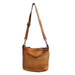 secchiello intrecciata tracolla cuoio lungo