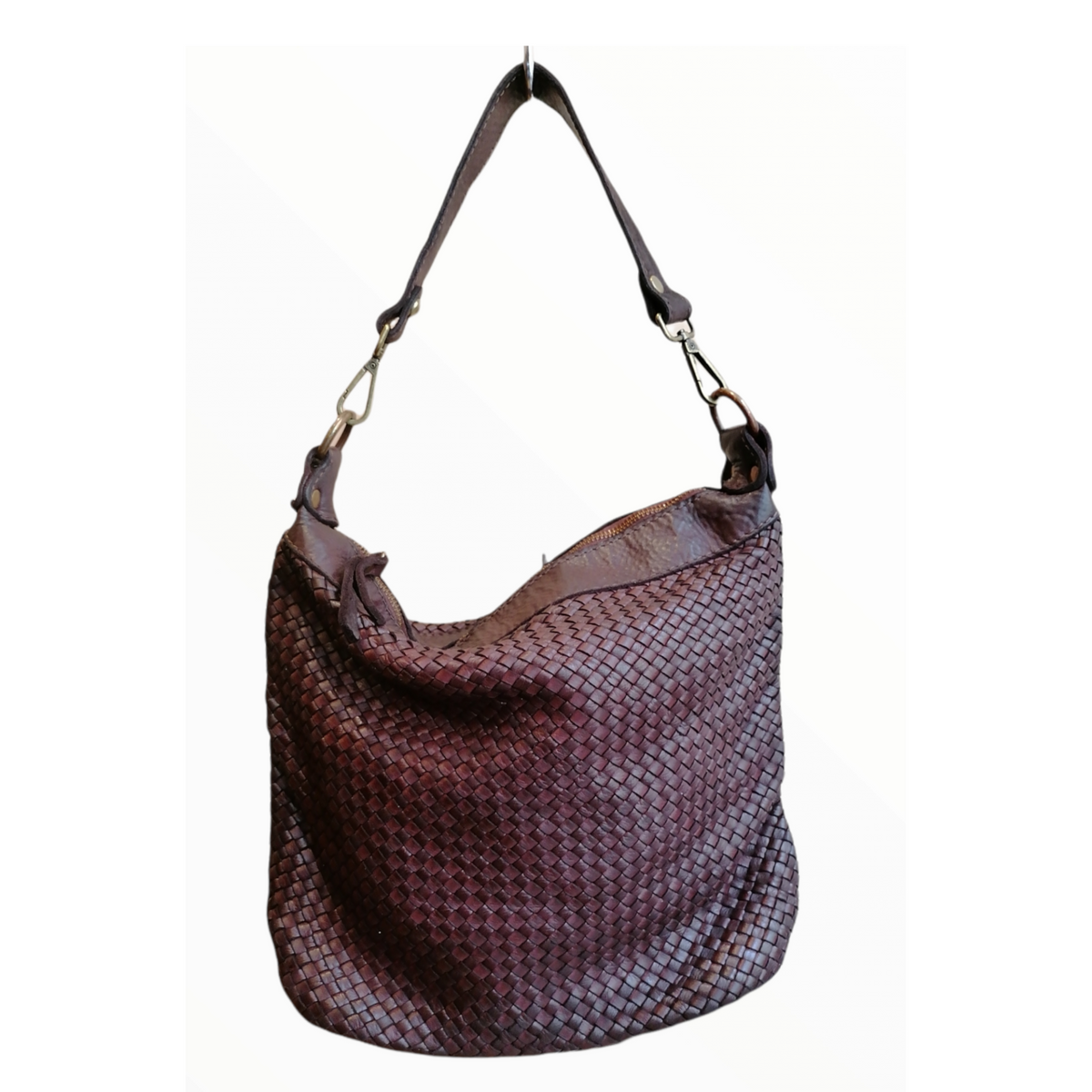 Borsa a Tracolla 30 x 28 in Pelle Sauvage Intrecciata Vintage Best Seller
