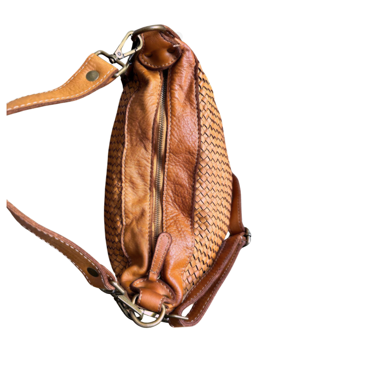 Borsa a Tracolla 30 x 28 in Pelle Sauvage Intrecciata Vintage Best Seller