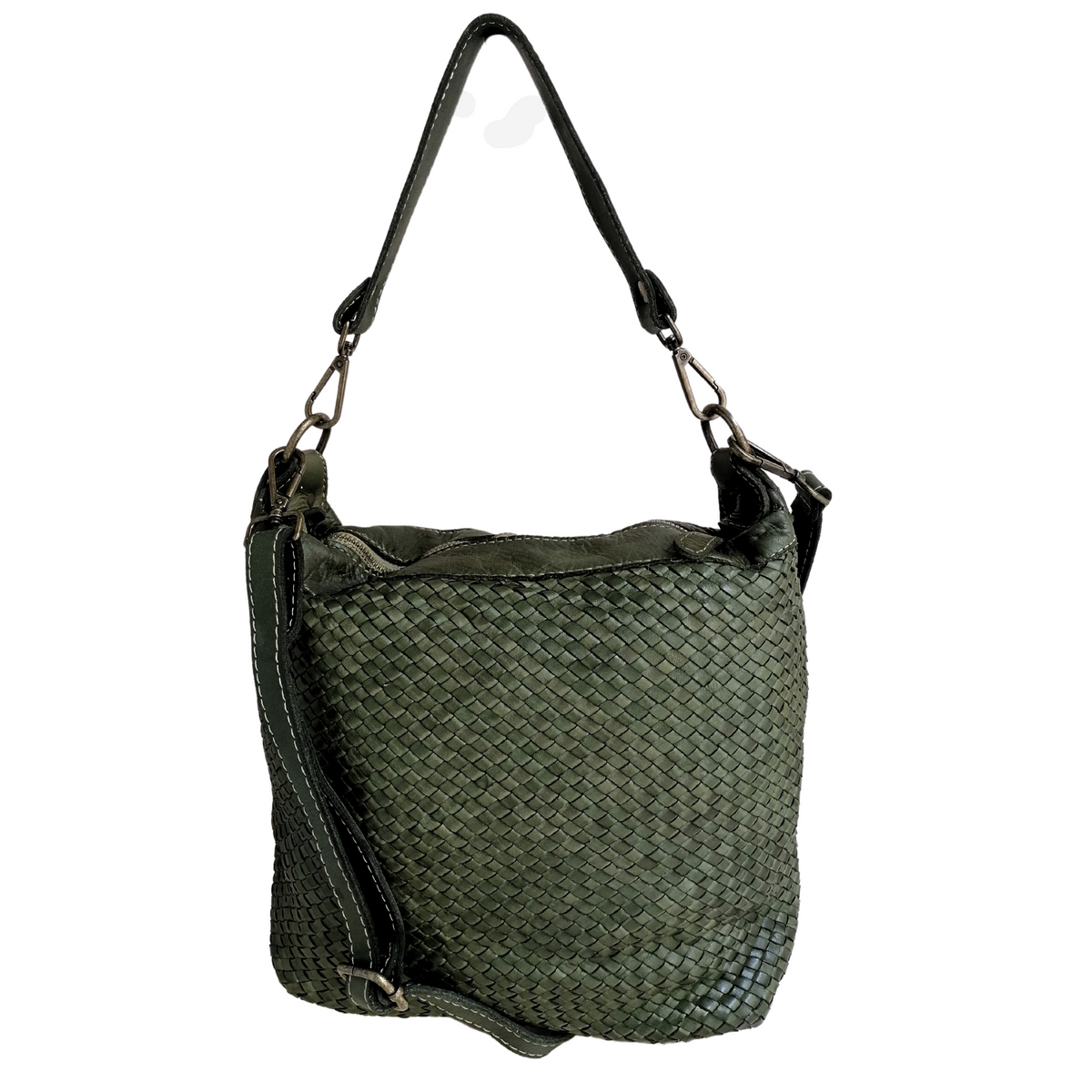 Borsa a Tracolla 30 x 28 in Pelle Sauvage Intrecciata Vintage Best Seller