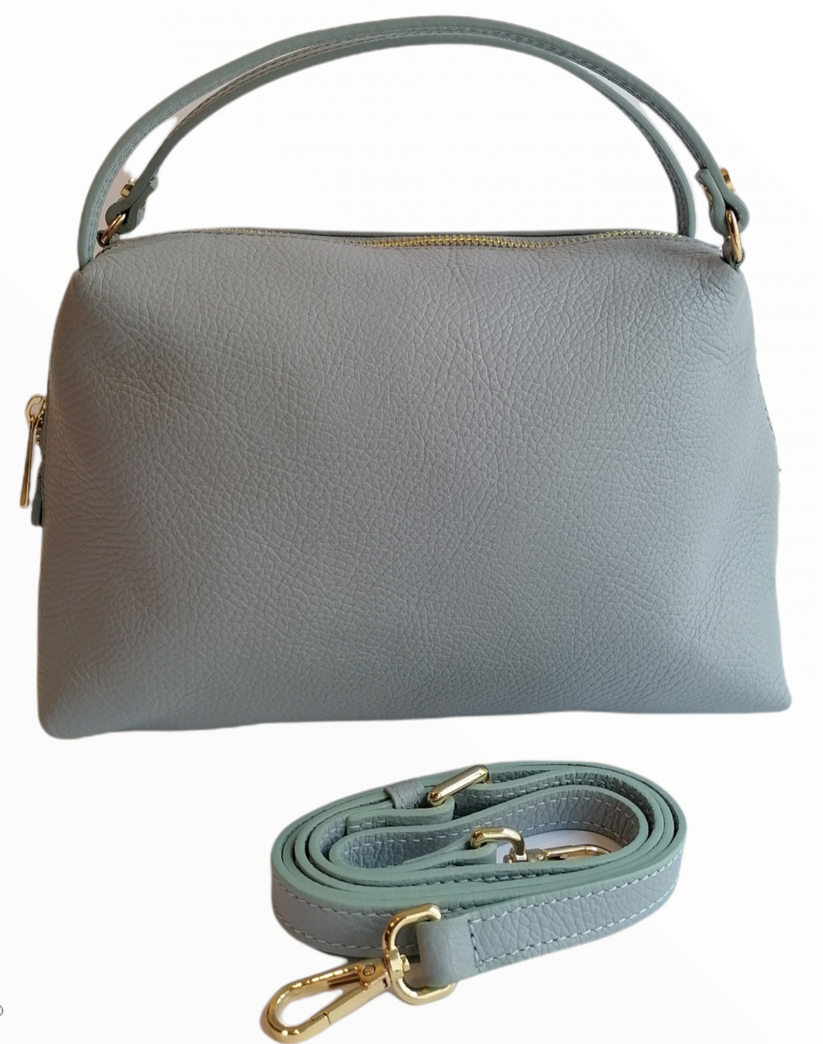 borsa rotonda pelle dollaro celeste