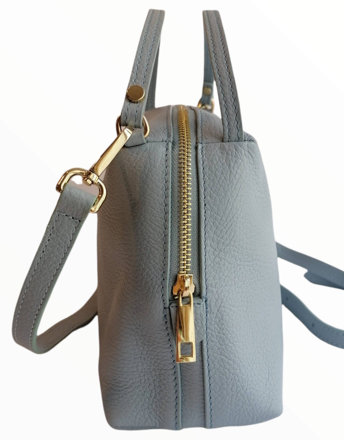 borsa rotonda pelle dollaro celeste side