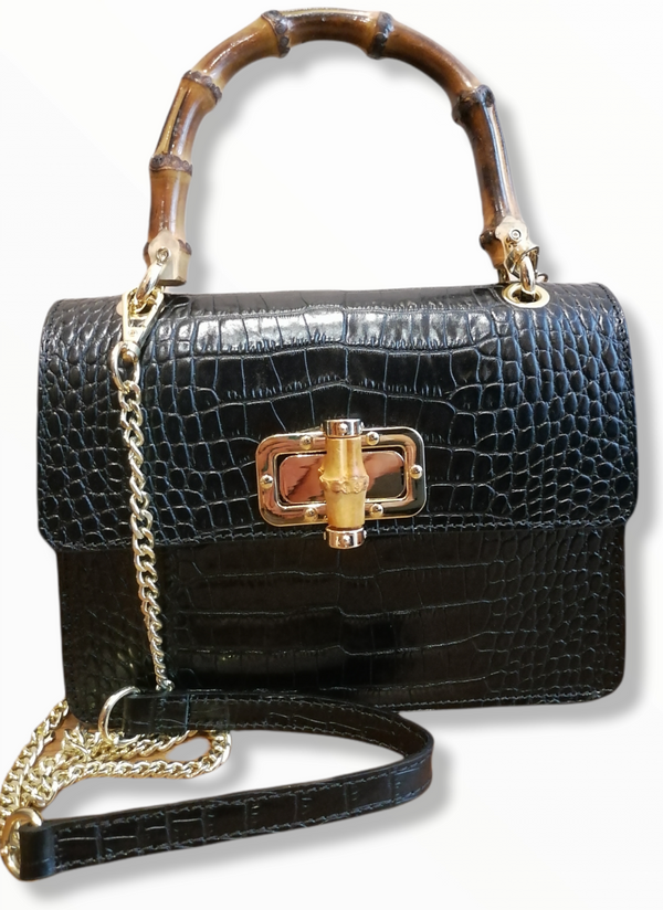 Sac à Main Femme En Véritable Cuir Fuchsia, Poignées En Bambou - Marque Taula Boutique, Neuf Avec étiquettes, Prix Spécial