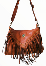 Tracolla con Borchie Turchese in Pelle Sauvage Vintage