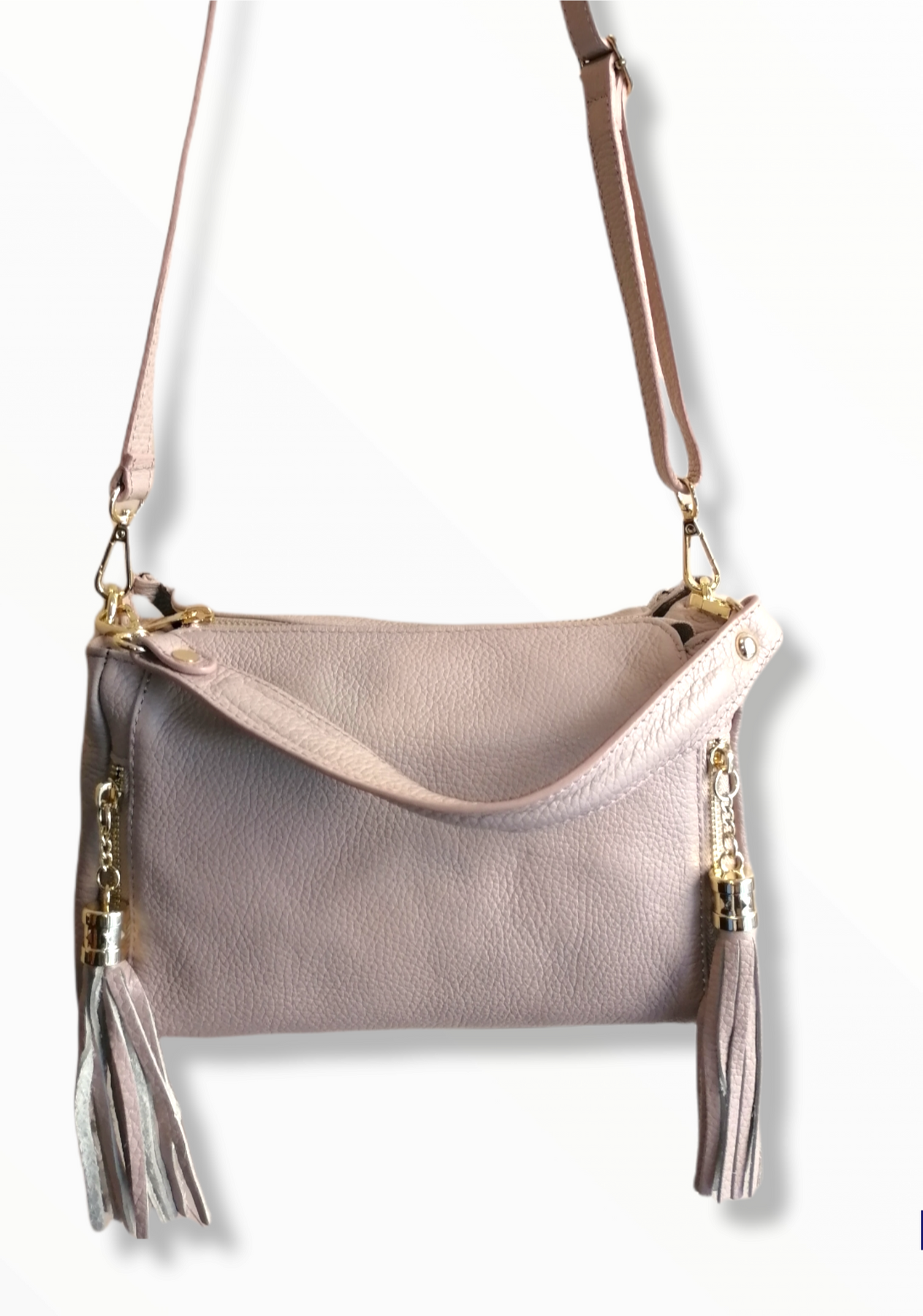 Borsa donna grigia con tracolla in vera pelle - Pelle Nuda artigianato