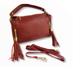 Borsa Box Doppia Frangia a Tracolla in Vera Pelle