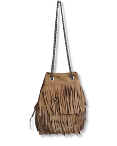 borsa frangia catena beige