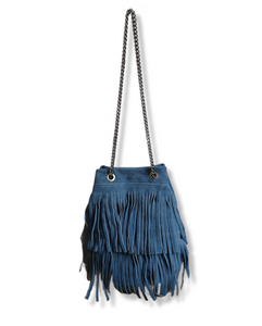 borsa frangia catena azzurro