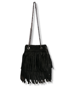 borsa frangia catena nera