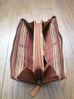 POFSS1405-88 Portafoglio Lungo Zip in Pelle Intrecciata effetto Vintage