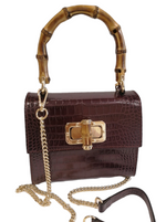 Borsa Vera Pelle Rigida Bambù Modello S