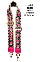 Tracolla Larga 5cm Ricamo Regolabile in Tessuto / Nylon