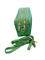 saponetta stampata pelle verde doppio zip