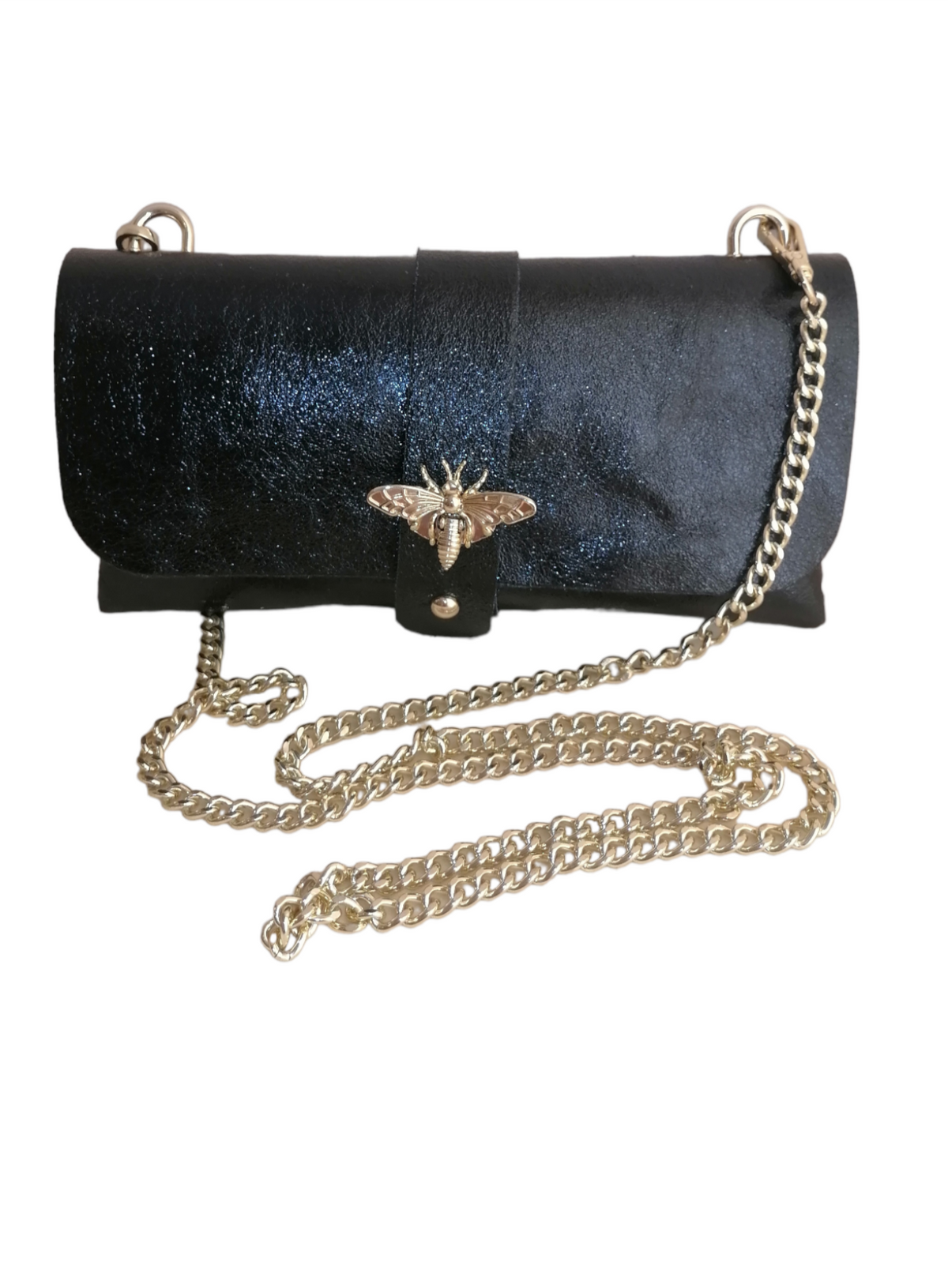 Bee Pochette con Catena in Vera Pelle