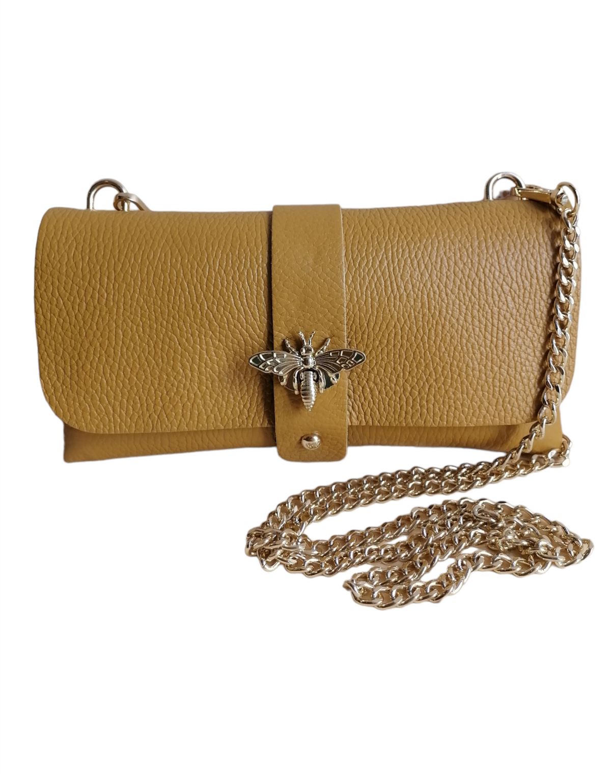 Bee Pochette con Catena in Vera Pelle