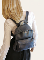 Zainetto Cerniera Blu in Vera Pelle Made in Italy