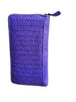 POFSS7505 Portafoglio Bifold a Cerniera in Pelle Intrecciata Effetto Vintage