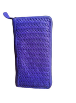 POFSS7505 Portafoglio Bifold a Cerniera in Pelle Intrecciata Effetto Vintage