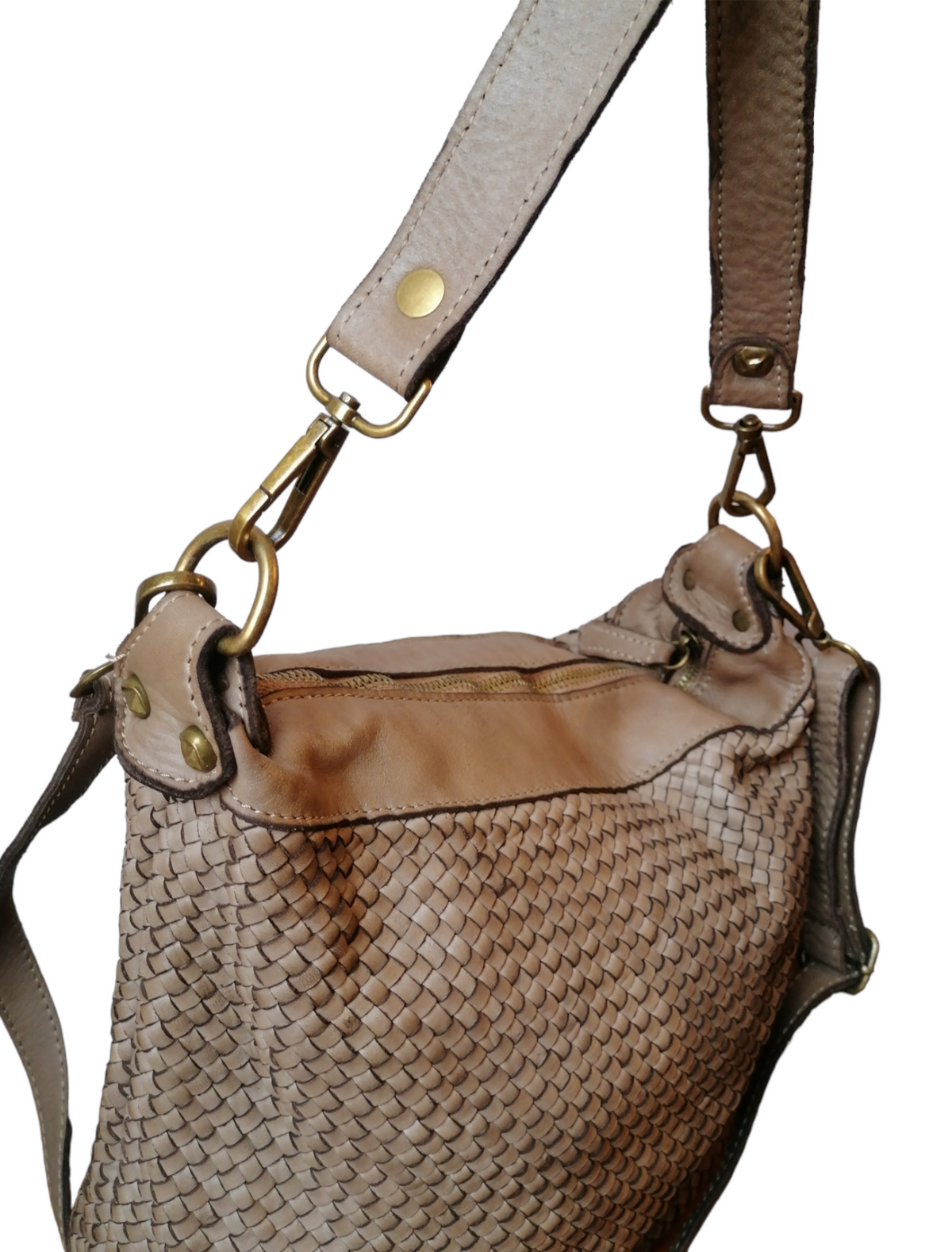 Borsa a Tracolla 30 x 28 in Pelle Sauvage Intrecciata Vintage Best Seller