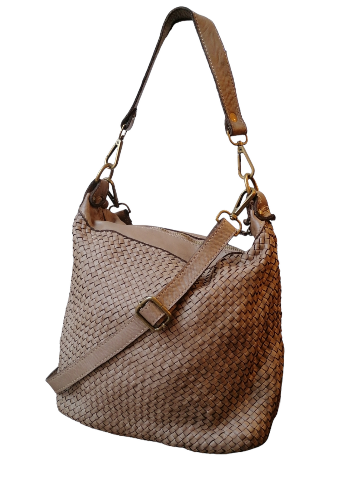 Borsa a Tracolla 30 x 28 in Pelle Sauvage Intrecciata Vintage Best Seller