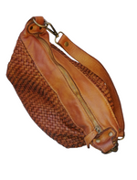 secchiello intrecciata tracolla cuoio sopra