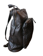 2way Zaino Tasca Vera Pelle Intrecciata Sauvage Vintage Donna Uomo Unisex