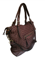 Borsa Shopping Intrecciata con Tracolla in Pelle Sauvage Stile Vintage