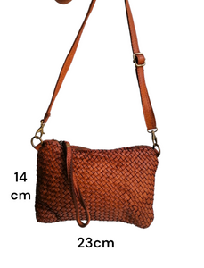 Tracolla Piccola Rettangolo Intrecciata 14 x 23cm Vera Pelle Sauvage Vintage