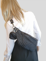 Marsupio L Unisex in Vera Pelle Sauvage Intrecciata Stile Vintage