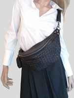 Marsupio L Unisex in Vera Pelle Sauvage Intrecciata Stile Vintage