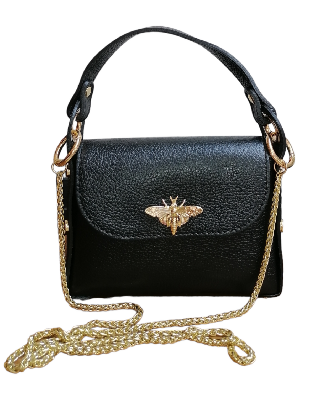 Bee Bag Larga con Catena in Vera Pelle