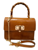 Borsa Vera Pelle Rigida Bambù Modello M