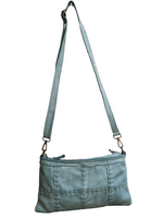 Tracolla Piccola Quadretti 15x25cm Vera Pelle Sauvage Vintage