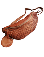 Marsupio L Unisex in Vera Pelle Sauvage Intrecciata Stile Vintage