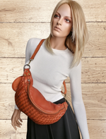 Marsupio L Unisex in Vera Pelle Sauvage Intrecciata Stile Vintage