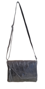 pochette frangia stampata lungo nera