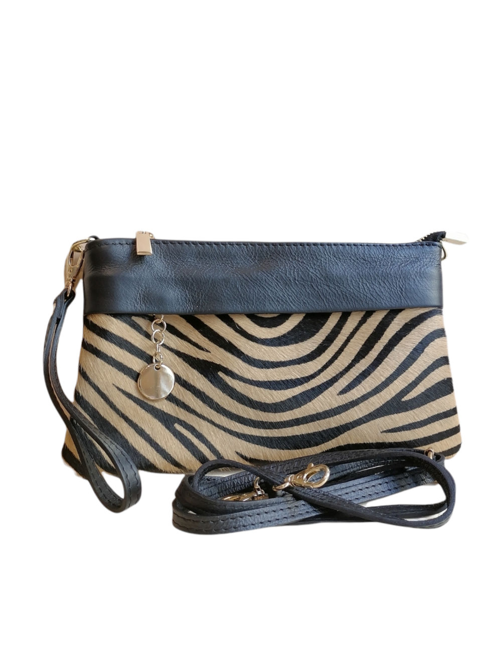 pochette cavallino small zebrato beige