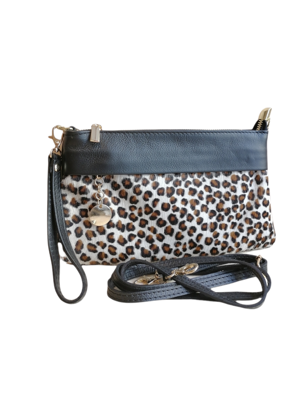 pochette cavallino small leopardato bianco