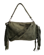 borsetta frangia scamosciata verde