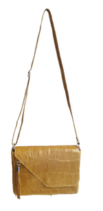 pochette frangia stampata lungo gialla