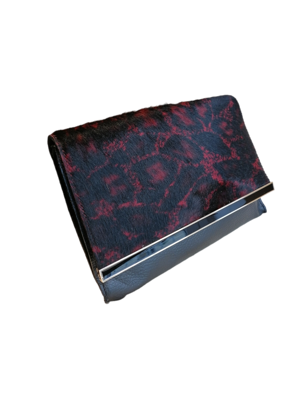 clutch nero rosso senza tracolla