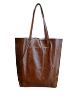 Tote Bag Grande in Vera Pelle Verniciata Made In Italy