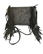 Borsa con Frangia in Vera Pelle Scamosciata